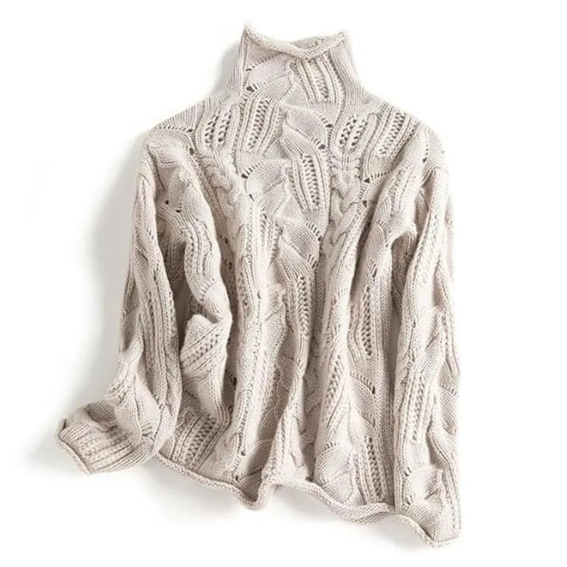 Karina Women’s Cashmere Sweater – Knitted Turtleneck Pullover
