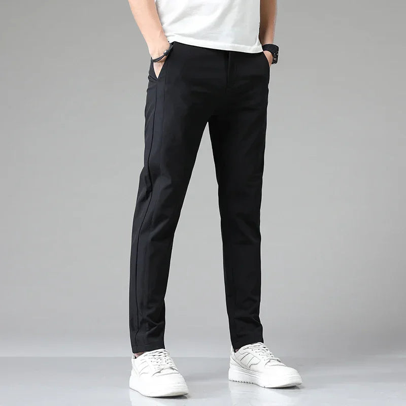 Pablo Men’s Tapered Stretch Pants – Wrinkle-Resistant with Elastic Waist
