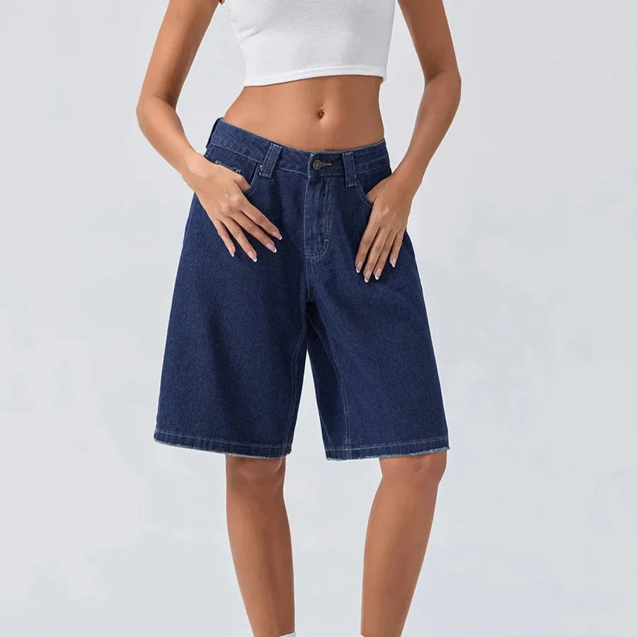 Elio Vintage Washed Denim Jean Shorts – Retro Casual Fit Low Rise Shorts