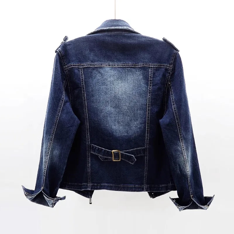 Luna Women's Denim Jacket – Organic Cotton Slim Moto Jacket