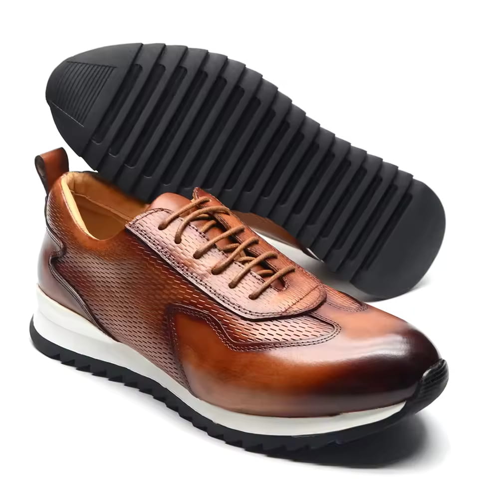 Archie Genuine Leather Oxford Trainers — Lace Up Casual Shoes