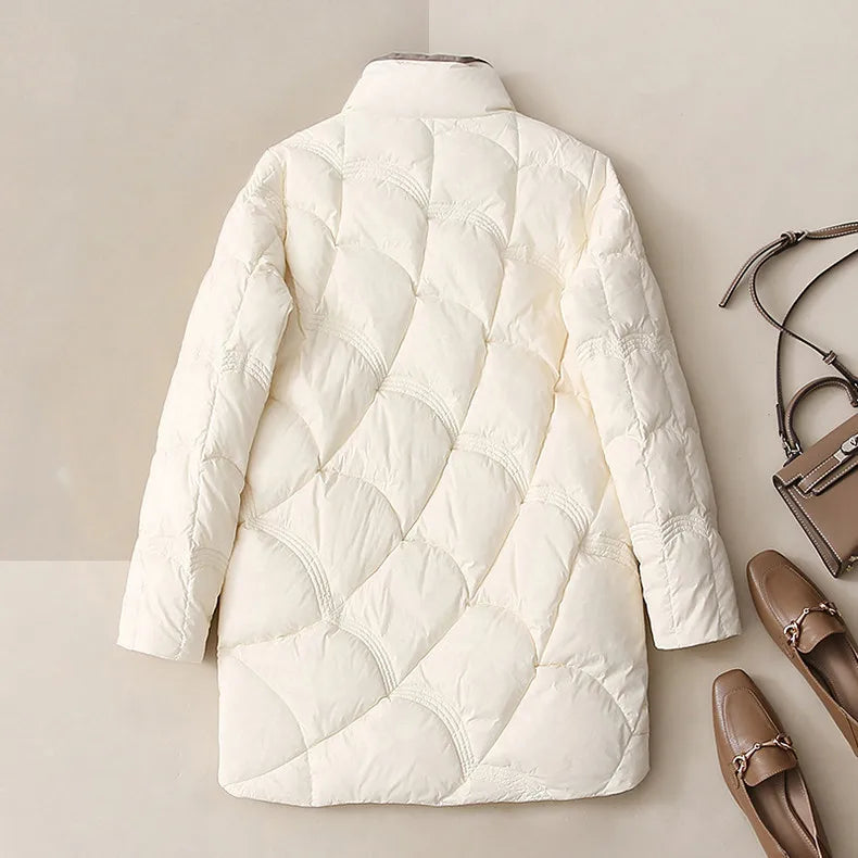 Giorgia Women’s Winter Jacket – Long Duck Down Coat with Quilted Insulation