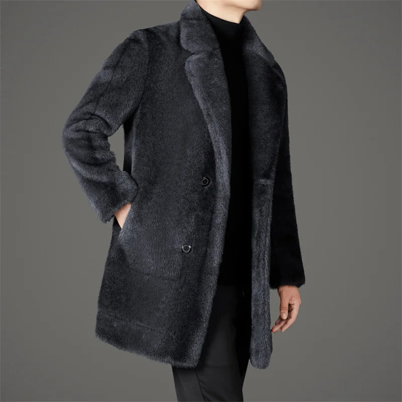 Carlos Men’s Faux Fur Coat – Reversible Luxe Winter Coat