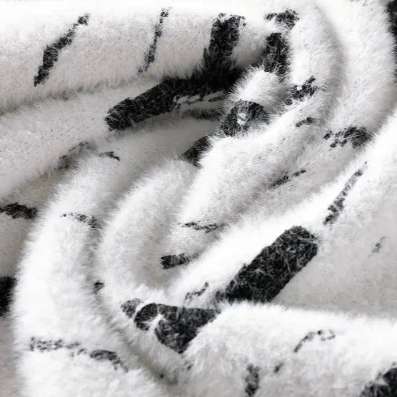 Julius Men’s Pullover Sweater – Fluffy Knit Abstract Pattern Jumper