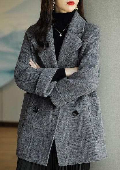 Elara Women’s Trench Coat – Double-Breasted Wool Blend with Tailored Fit