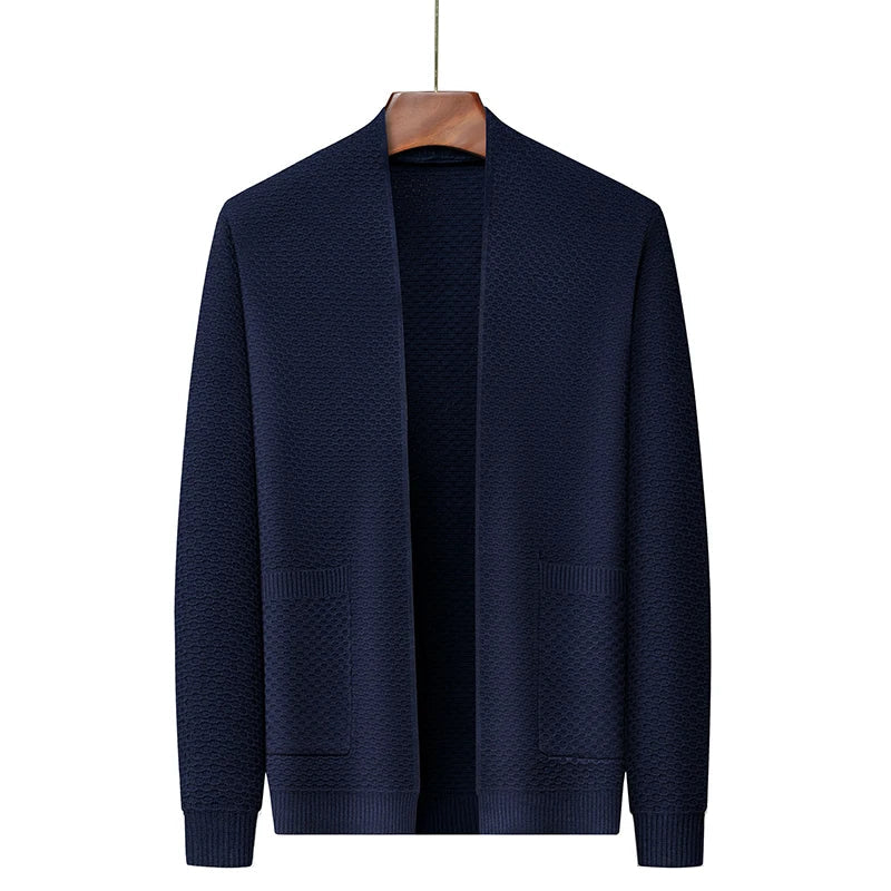 Wynmere Men’s Jacquard Knit Cardigan – Brushed Cotton Winter Jacket