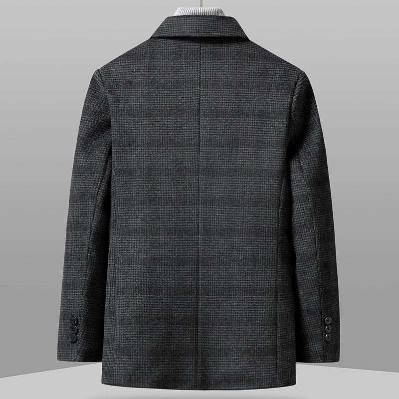 Dawson Men’s Wool Coat – Tailored Plaid Overcoat with Structured Shoulders