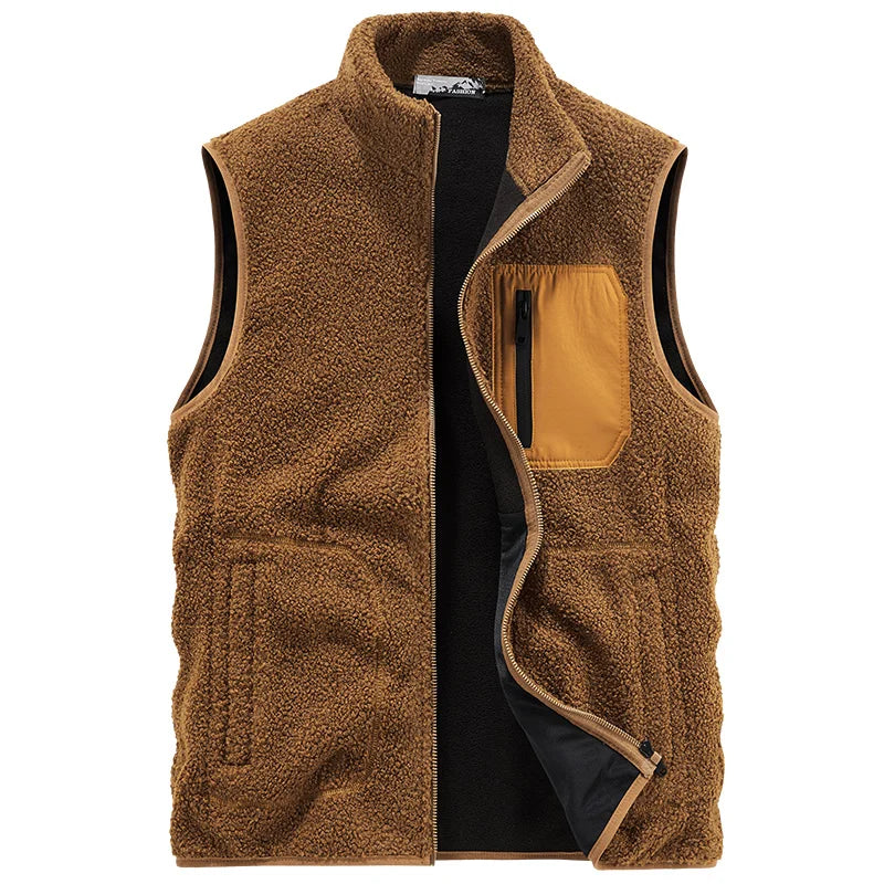 Giardino Men’s Sherpa Fleece Vest – Thick Warm Fleece with Utility Pockets