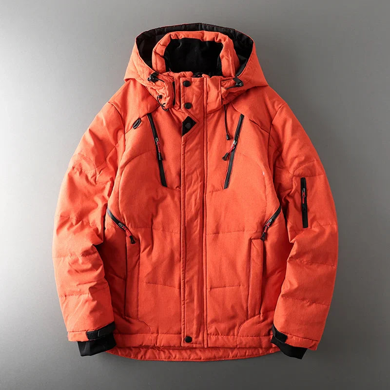 Alistair Men’s Down Puffer Jacket – White Duck Down Winter Coat with Detachable Hood