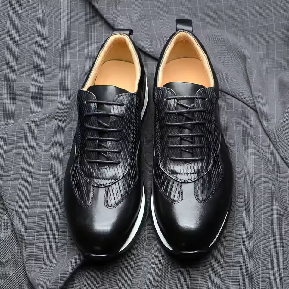 Archie Genuine Leather Oxford Trainers — Lace Up Casual Shoes