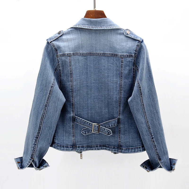 Luna Women's Denim Jacket – Organic Cotton Slim Moto Jacket
