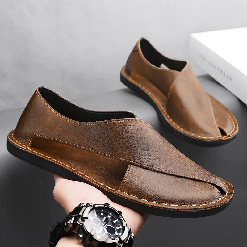 Arnelio Italian Calfskin Crossover Sandals – Premium Leather Summer Wear