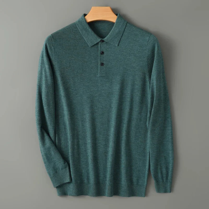 Ethan Men’s Merino Wool Polo Sweater – Classic Knit for Layering