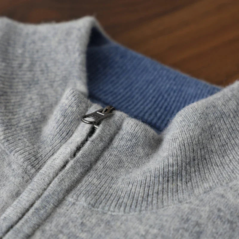 Levi Men's Cashmere Jacket – Knit Zip Up Jacket in Pure Cashmere
