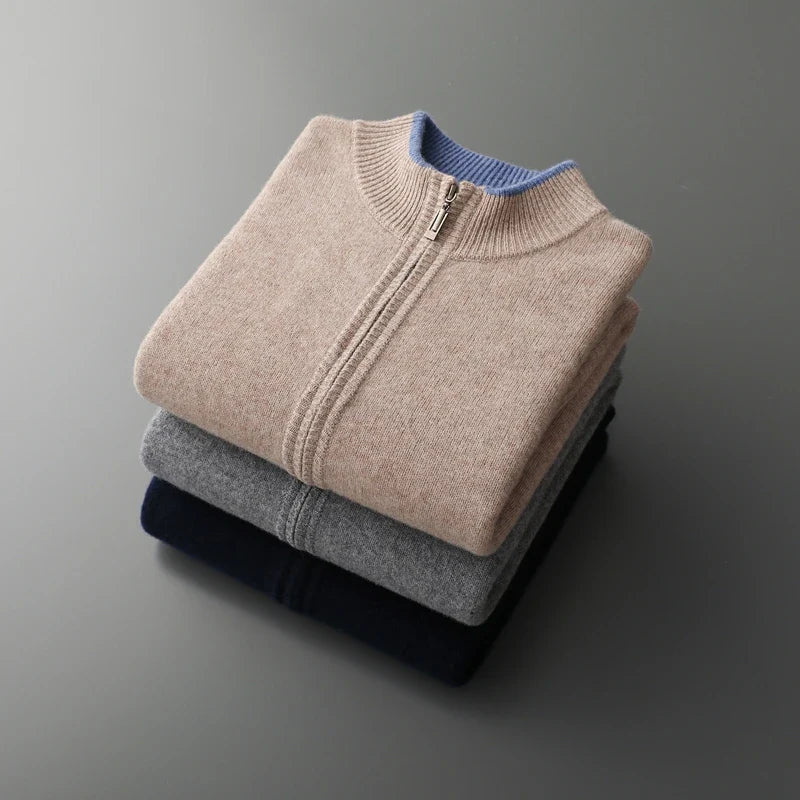 Hugo Men's Cashmere Jacket – Knit Zip-Up Jacket in Pure Cashmere