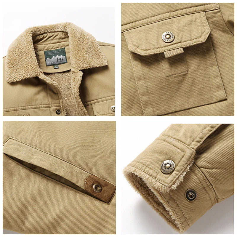 Emilio Men’s Sherpa Lined Jacket – Cotton Blend Utility Coat