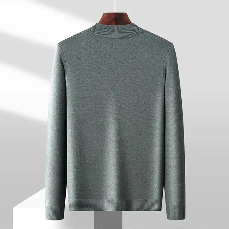 Nevan Men’s Sweater – Soft Textured Jacquard Knit Mock-Neck Jumper