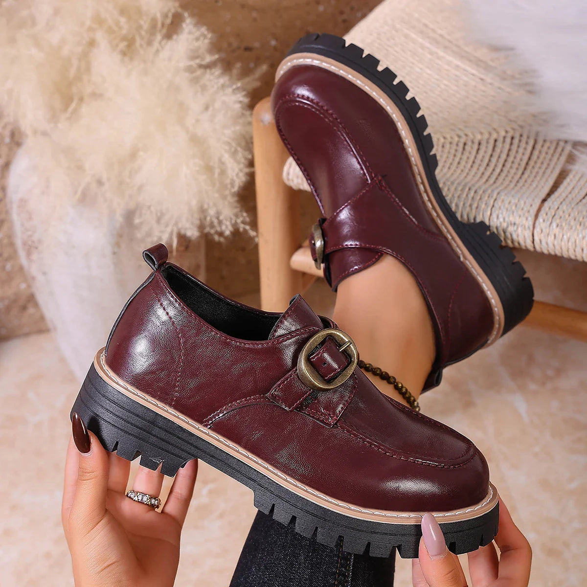 Leona Women’s Buckle Leather Loafers