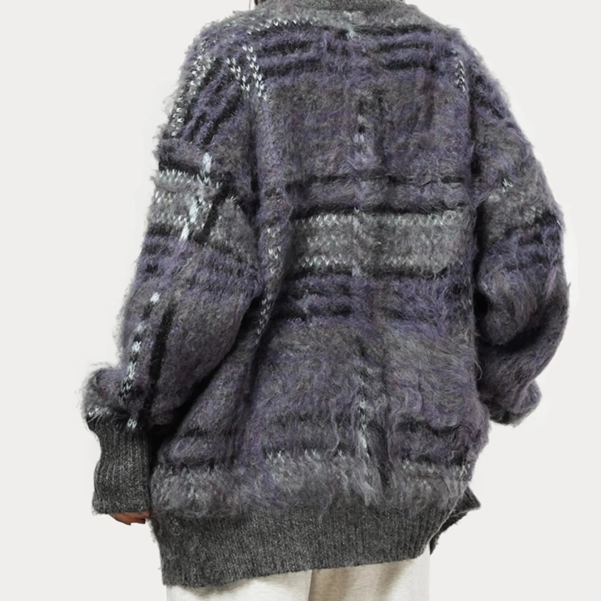 Harper Women’s Knit Sweater – Relaxed Fit Soft Fluffy Plaid Sweater