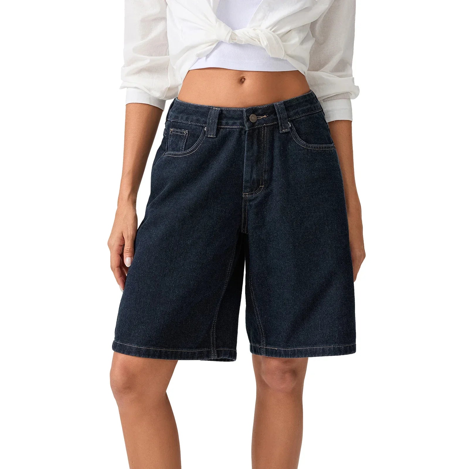 Elio Vintage Washed Denim Jean Shorts – Retro Casual Fit Low Rise Shorts