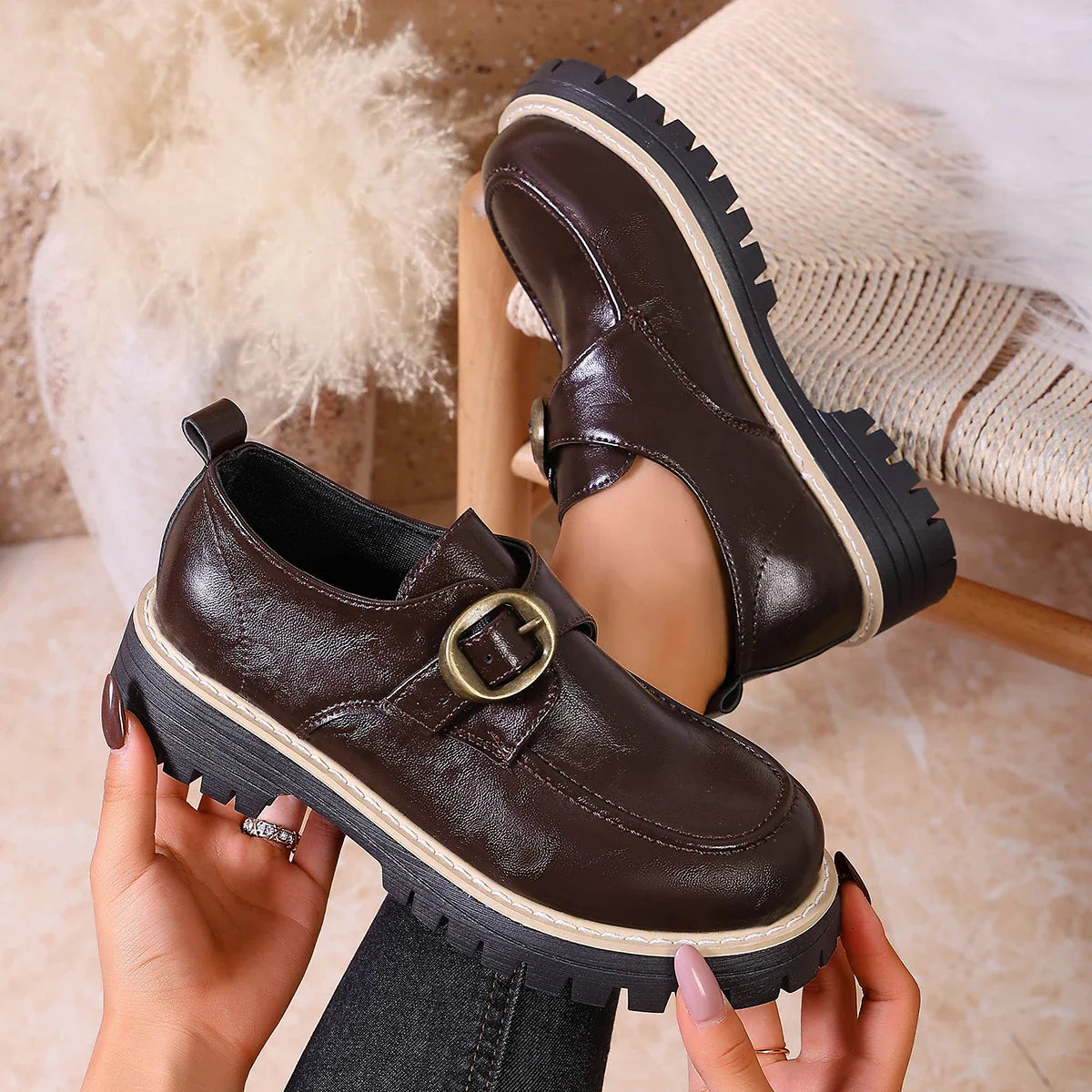 Leona Women’s Buckle Leather Loafers