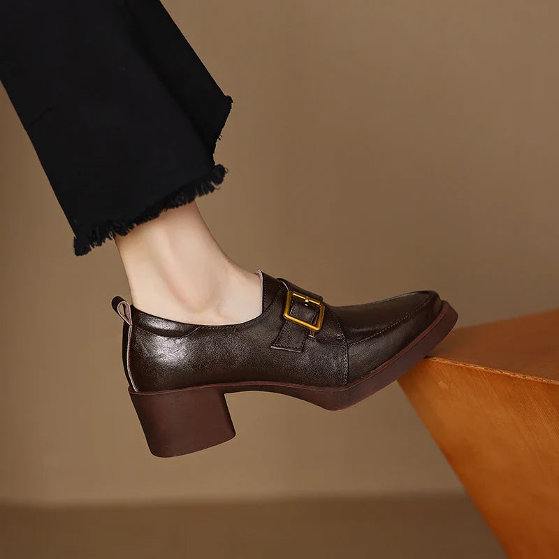 Cameron Women’s Loafers – Italian Leather Buckle Dress Shoes