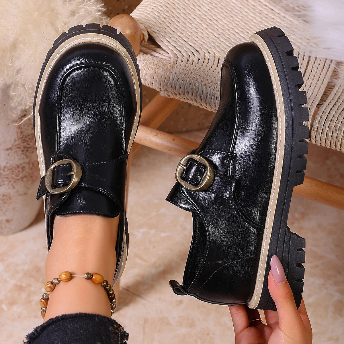 Leona Women’s Buckle Leather Loafers