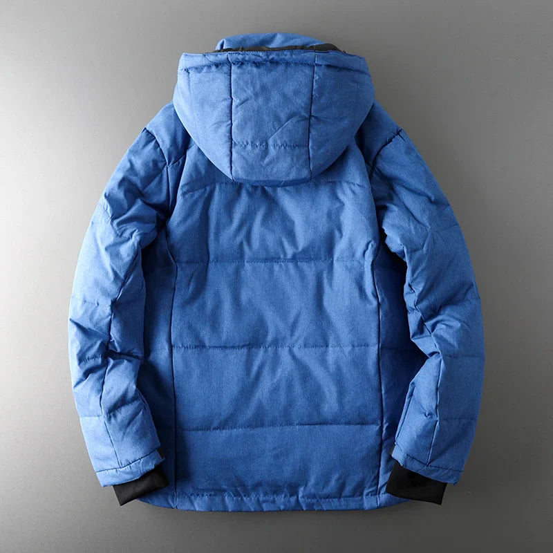 Alistair Men’s Down Puffer Jacket – White Duck Down Winter Coat with Detachable Hood