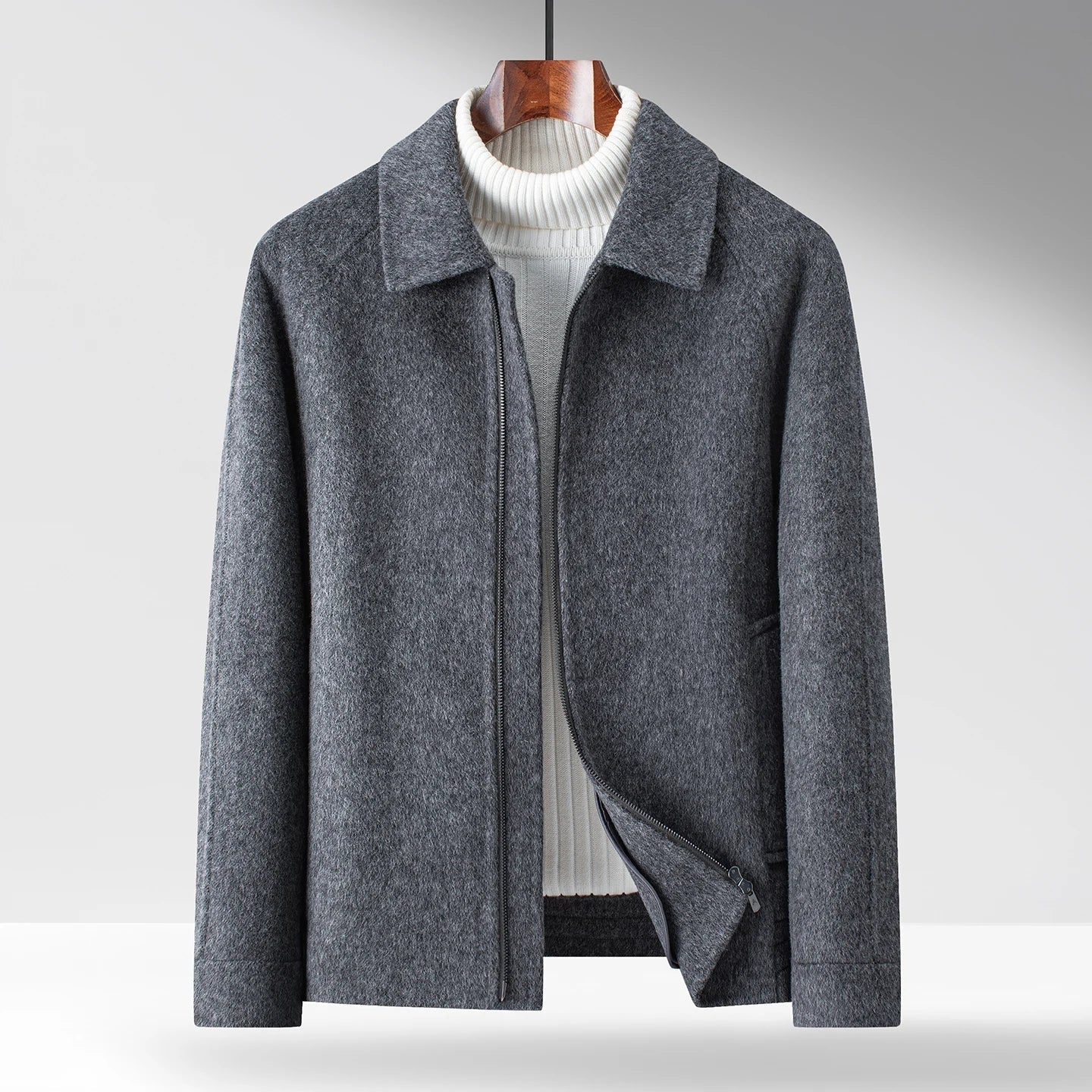 Hadrian Men’s Wool Coat – Soft Wool-Blend Zip-Up Jacket