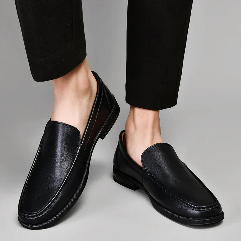 Davide Men’s Leather Loafers – Genuine Leather Slip-On Shoes with Cushioned Insole