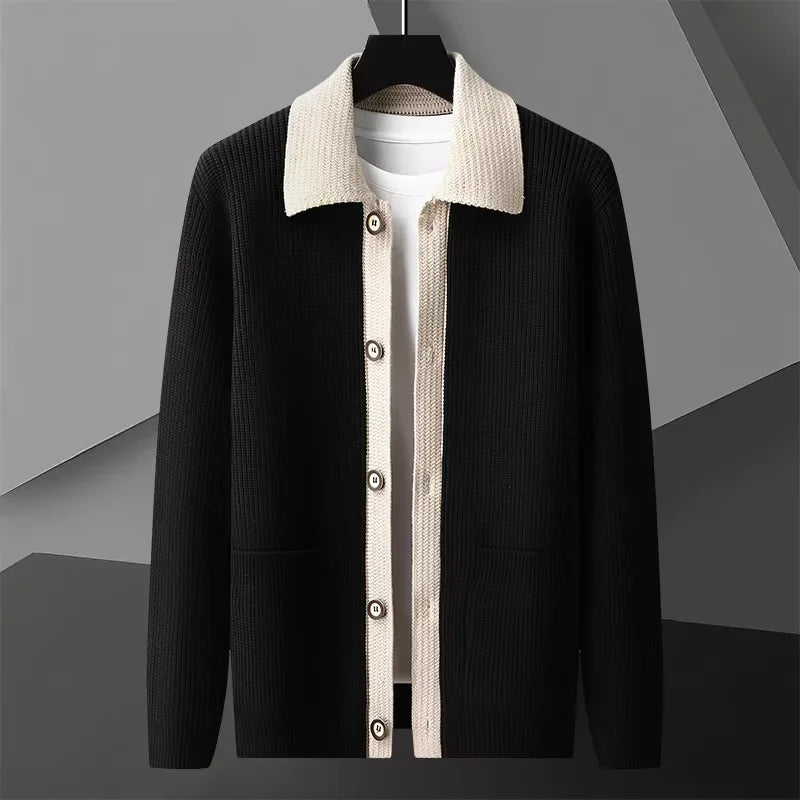 Diego Men’s Cardigan – Two-Tone Button-Up Knit Cardigan