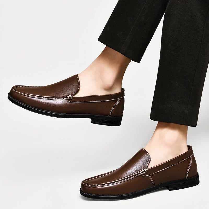 Davide Men’s Leather Loafers – Genuine Leather Slip-On Shoes with Cushioned Insole