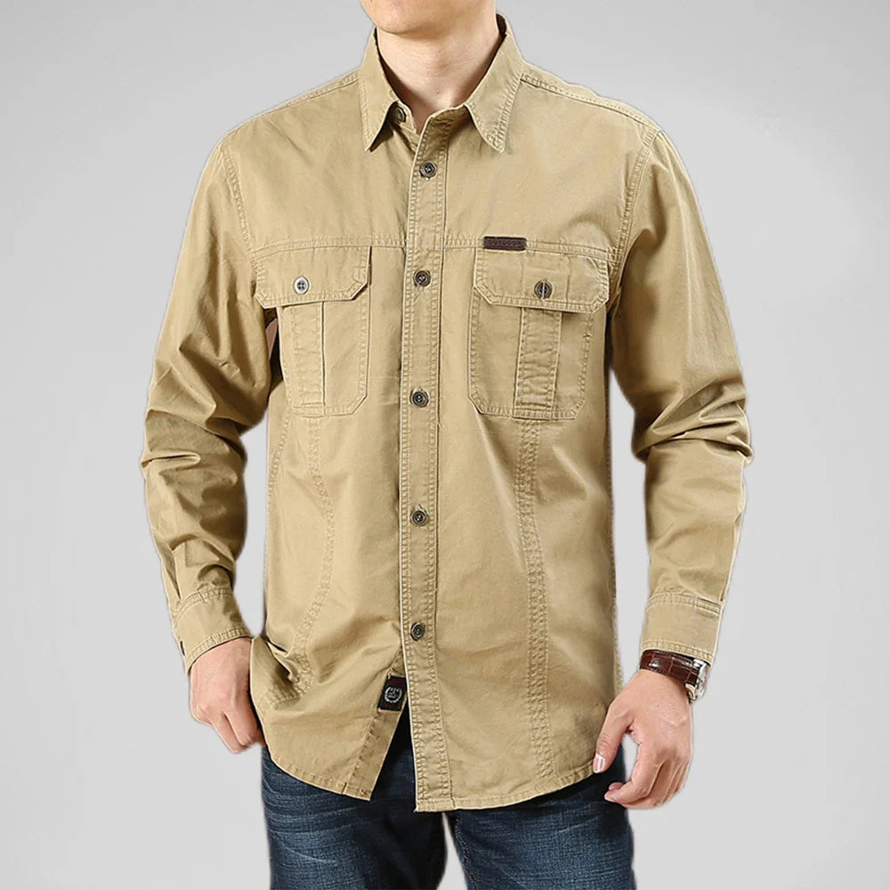 Rafael Men’s Cotton Shirt – Double-Stitched Outdoor Button-Up Shirt