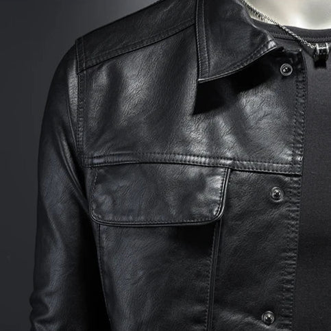 Aarhus Men’s Leather Jacket – Classic  Slim Fit Durable Outerwear