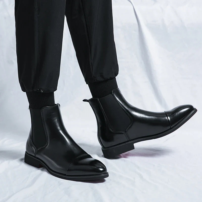 Carlo Men’s Leather Chelsea Boots – Classic Slip-On Design for Timeless Style