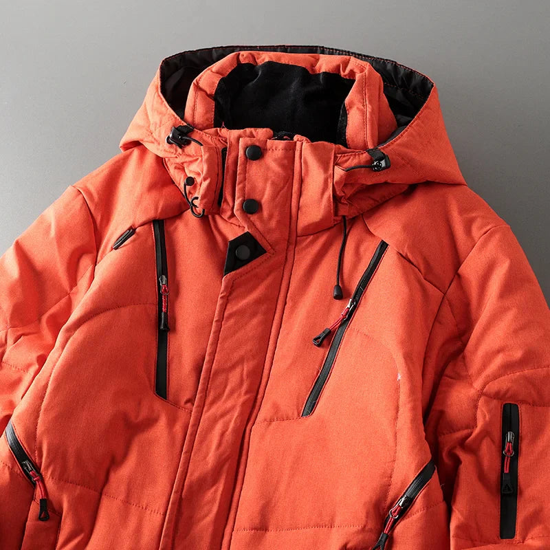 Alistair Men’s Down Puffer Jacket – White Duck Down Winter Coat with Detachable Hood