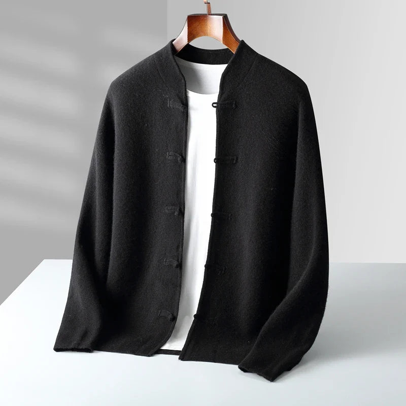 Houston Men’s Cardigan – Lightweight Stand-Collar Knit Sweater