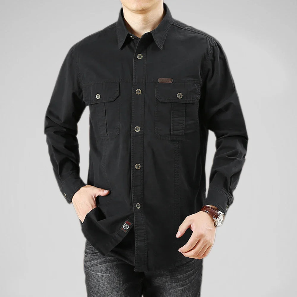 Rafael Men’s Cotton Shirt – Double-Stitched Outdoor Button-Up Shirt