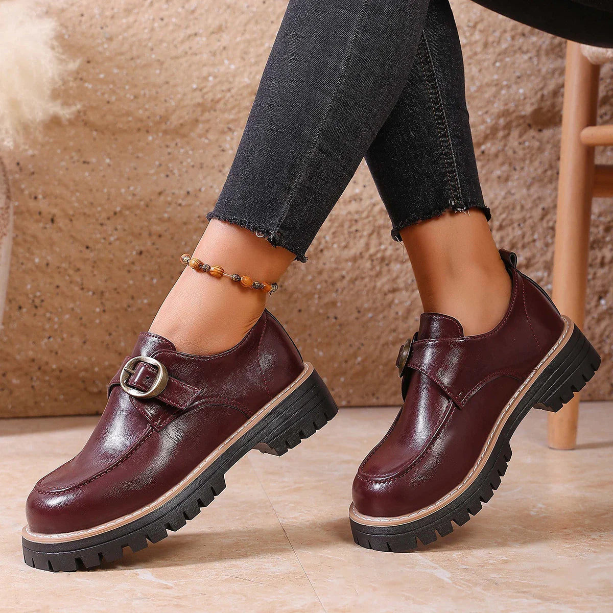 Leona Women’s Buckle Leather Loafers