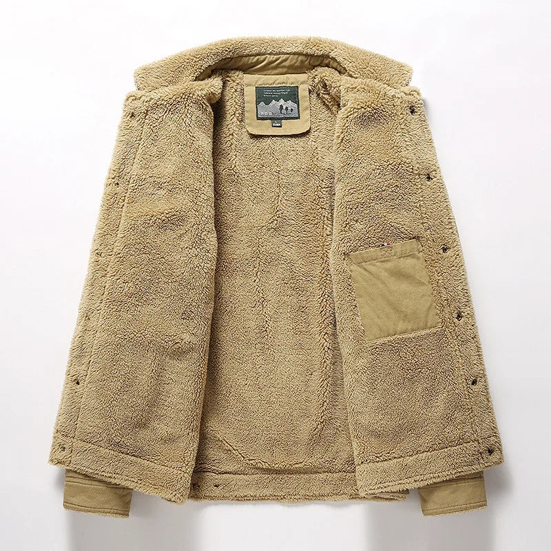 Emilio Men’s Sherpa Lined Jacket – Cotton Blend Utility Coat