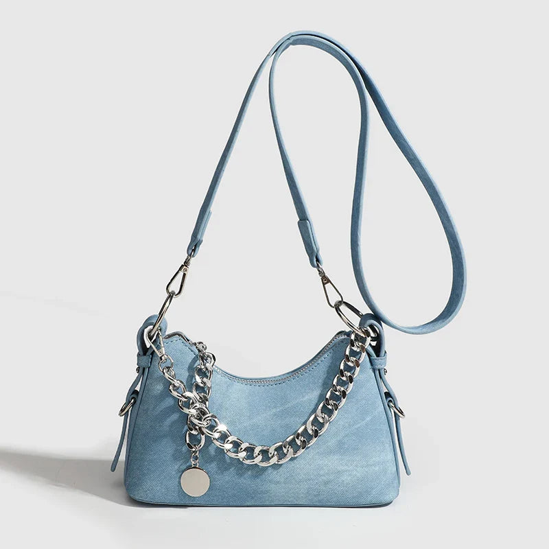 Melinda Women’s Shoulder Bag – Washed Denim Lightweight Handbag