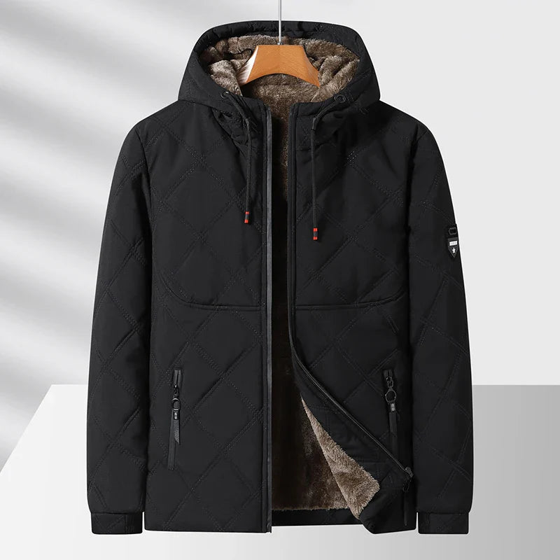 Klyne Men’s Quilted Jacket – Diamond-Quilted Fleece-Lined Winter Jacket