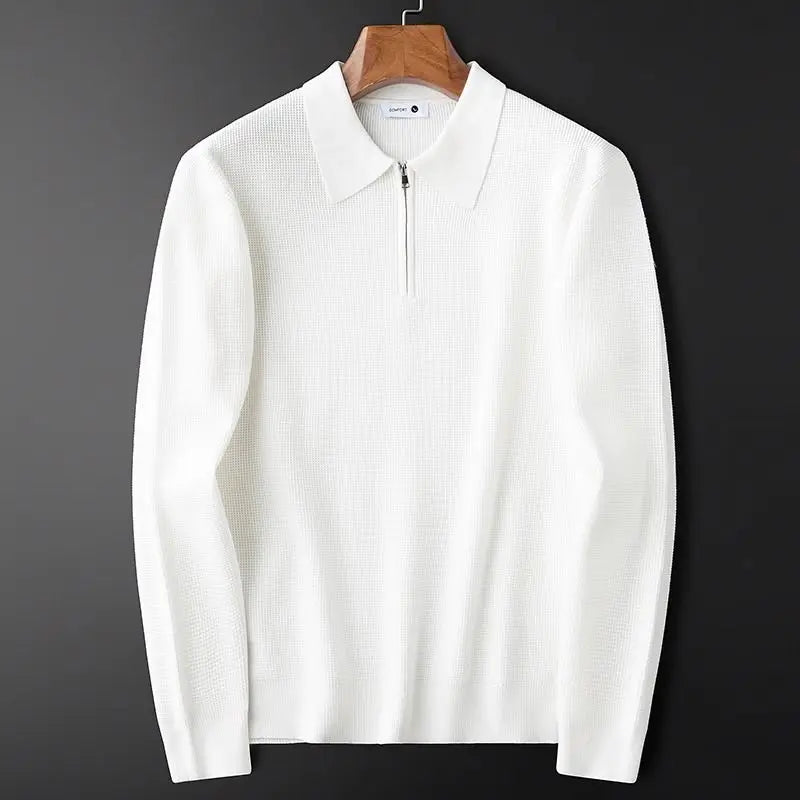 Maximo Men’s Quarter-Zip Sweater – Waffle-Knit Tailored Fit Pullover