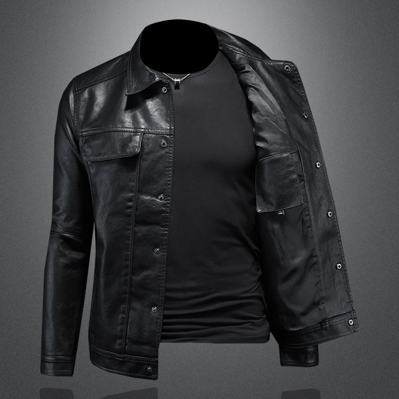 Aarhus Men’s Leather Jacket – Classic  Slim Fit Durable Outerwear