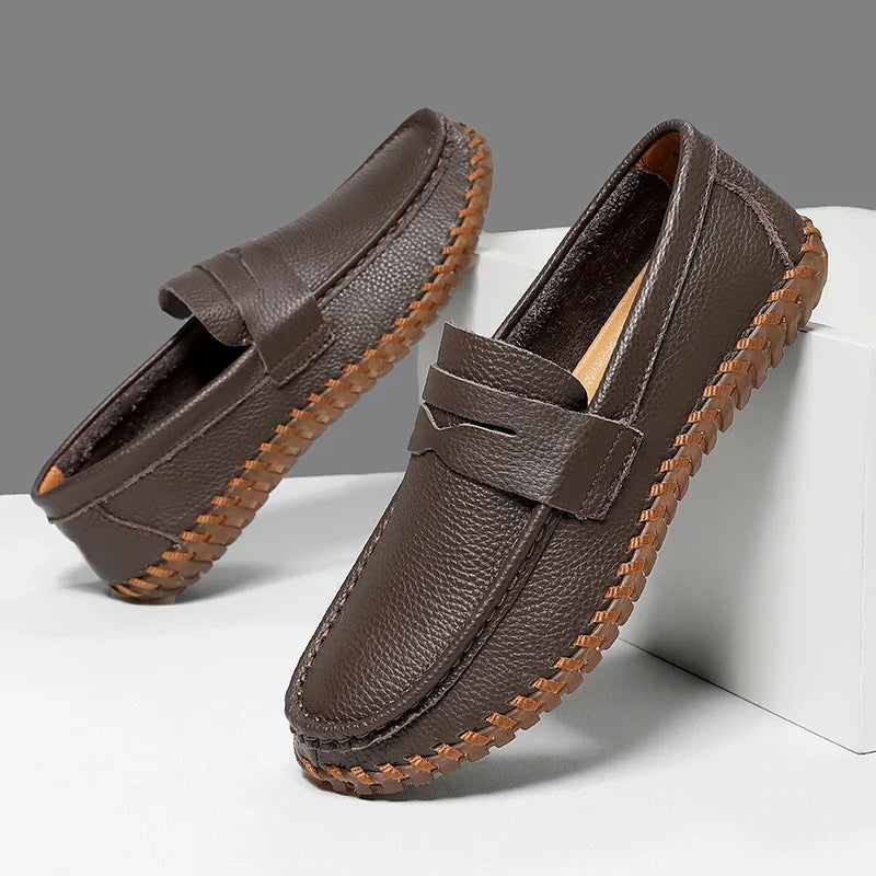 Valentino Men’s Leather Loafers – Cushioned Comfort Slip-On Shoes