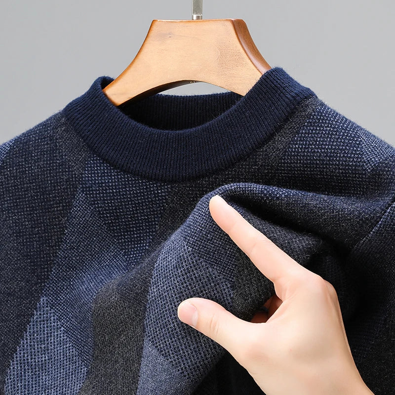 Bruno Men’s Knit Sweater – Wool-Blend Men’s Argyle Jumper