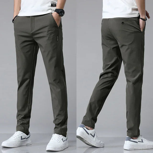 Pablo Men’s Tapered Stretch Pants – Wrinkle-Resistant with Elastic Waist