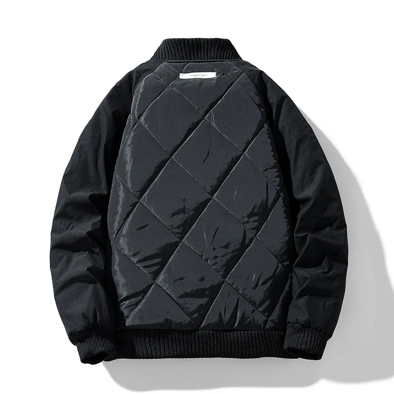 Kingsmere Men’s Quilted Bomber Jacket – Insulated Diamond-Pattern Jacket