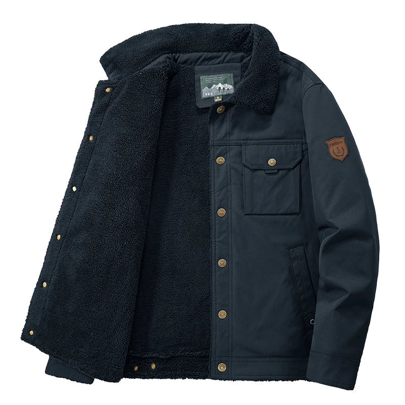 Emilio Men’s Sherpa Lined Jacket – Cotton Blend Utility Coat