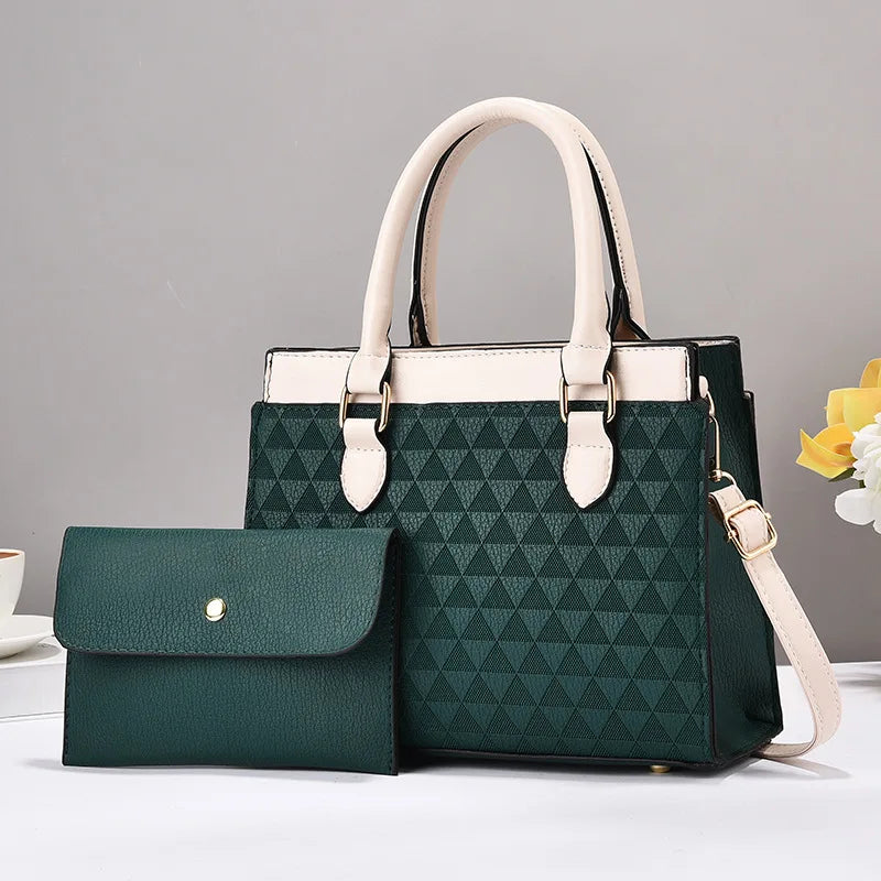 Vittoria Women’s Handbag – Textured Leather Structured Bag with Gold Hardware